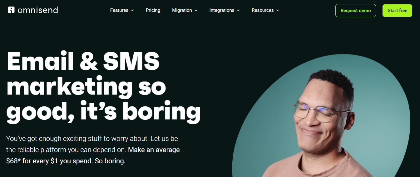 Omnisend platform showing e-commerce focused email marketing and automation features